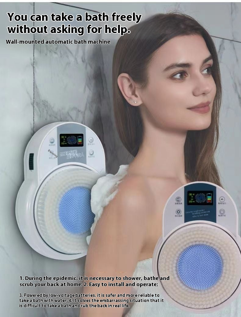 Automatic Wall-Mounted Electric Bath Brush and Body Scrubber for Easy Cleaning