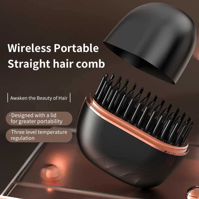 **Portable Wireless Mini Hair Straightening Comb for Safe, Gentle Styling