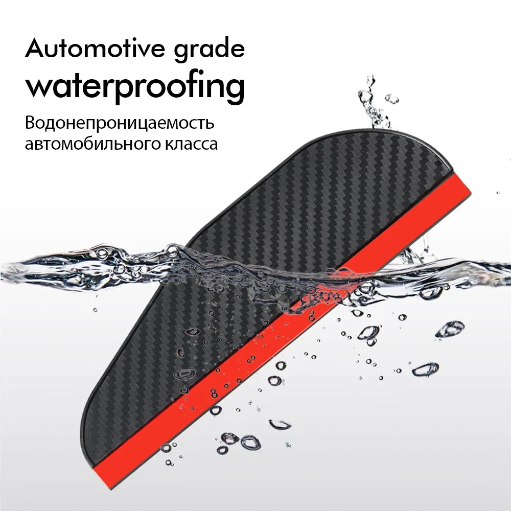 2PCS Carbon Fiber Rearview Mirror Rain Visor Covers for Clear Vision