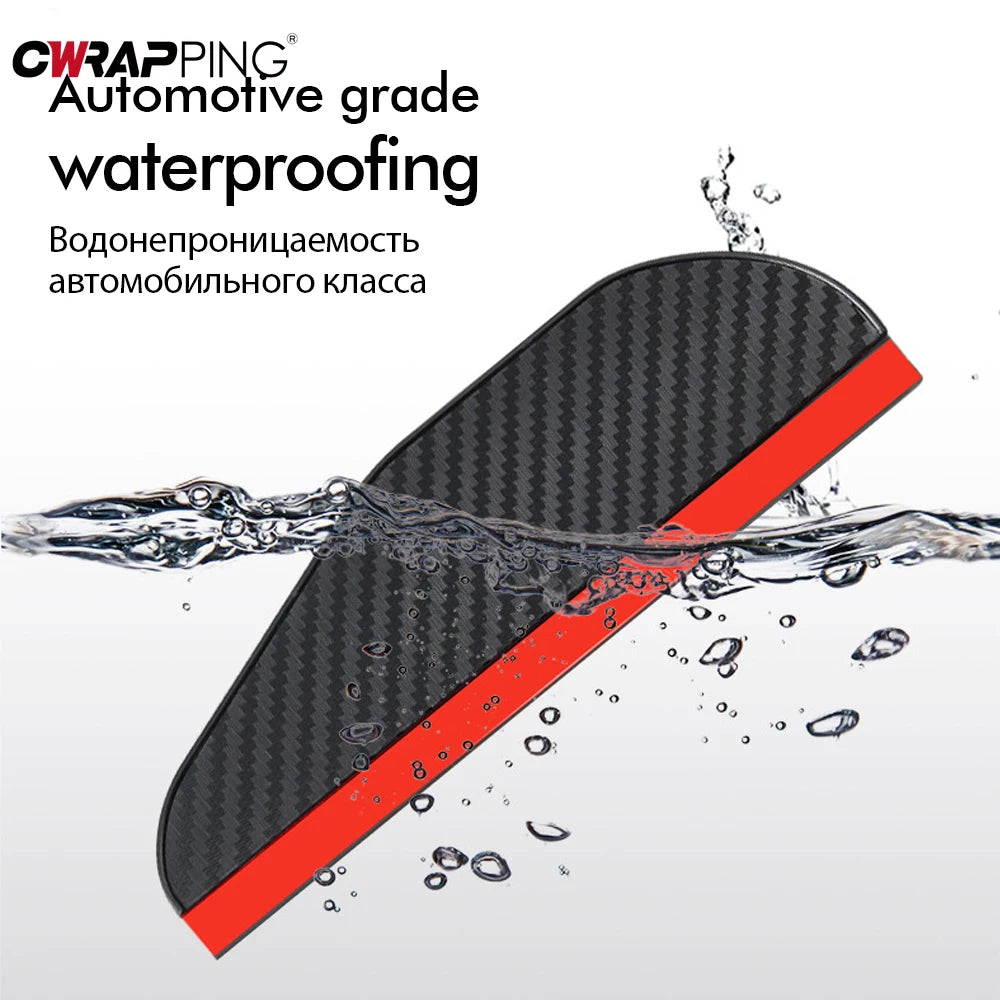 2PCS Carbon Fiber Rearview Mirror Rain Visor Covers for Clear Vision